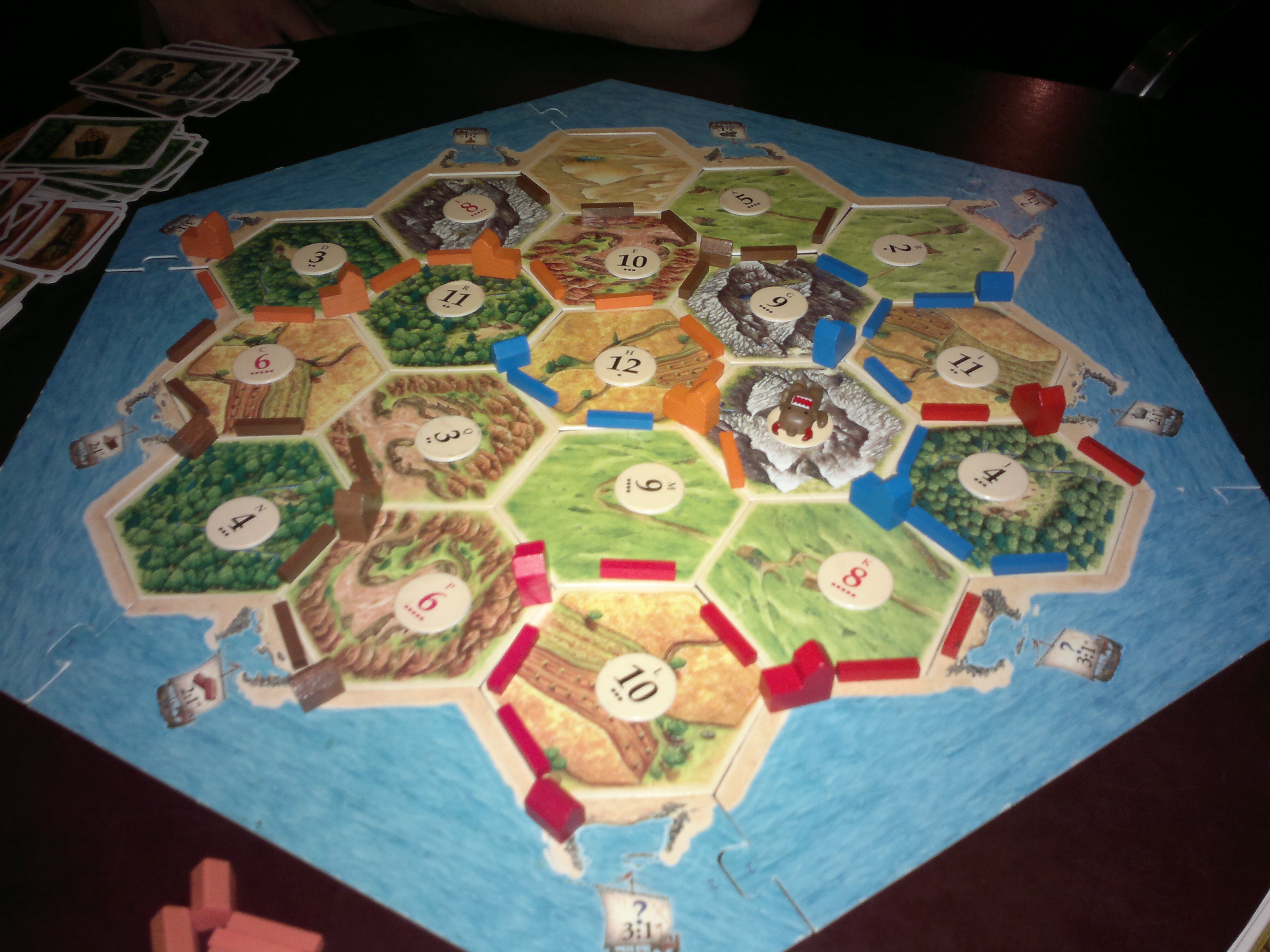 A Catan game board
